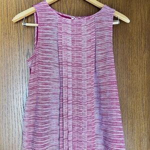 Elle Red and White Striped Pleated Front Sleeveless Top